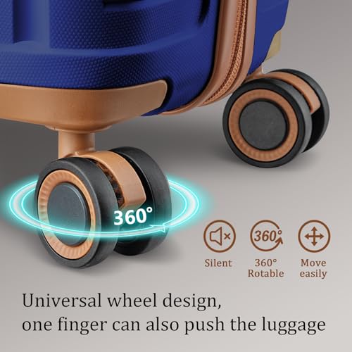 Joyway Luggage Sets 5 Piece PP Hardshell Carry on Suitcase, Travel Lightweight Carry-on with Double Spinner Wheels and TSA Lock, Blue - Image 3