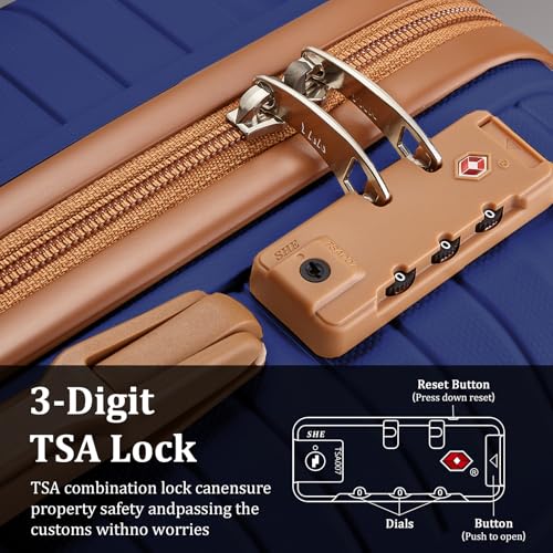 Joyway Luggage Sets 5 Piece PP Hardshell Carry on Suitcase, Travel Lightweight Carry-on with Double Spinner Wheels and TSA Lock, Blue - Image 4