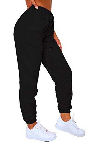 Waitfairy Sweatpants Women - Joggers for Women High Waist Baggy Sweat Pants for Womens Joggers with Pockets Black S - Image 1