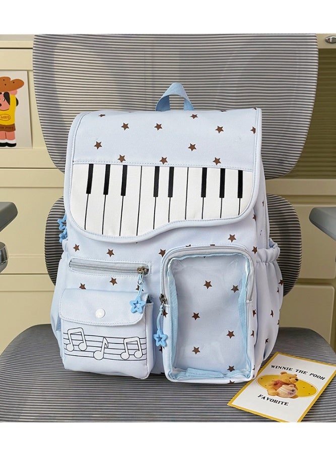 Aesthetic Korean Style Piano & Star Campus Backpack for Teen Girls, Junior/Senior High School Student Daypack - Image 5