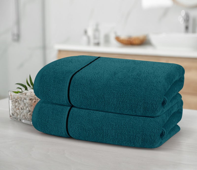 ملكي خاص Myown Cotton 2 Pack Packge Pabled Planel Set 28 × 55 بوصات مناشف حمام كبيرة فائقة الامتصاصات مضغوطة سريعة ومنشفة خفيفة الوزن مثالية لمشاركة معسكرات سفر الصالة الرياضية - البط البركانية - Image 3