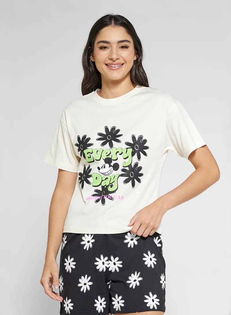 Disney Mickey Graphic T-Shirt & Short Pj Set