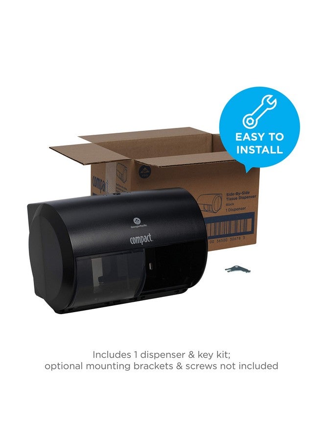Georgia-Pacific Compact 2-Roll Side-by-Side Coreless High-Capacity Toilet Paper Dispenser by GP PRO (Georgia-Pacific), Black, 56784A, 1 Dispenser  - Image 3