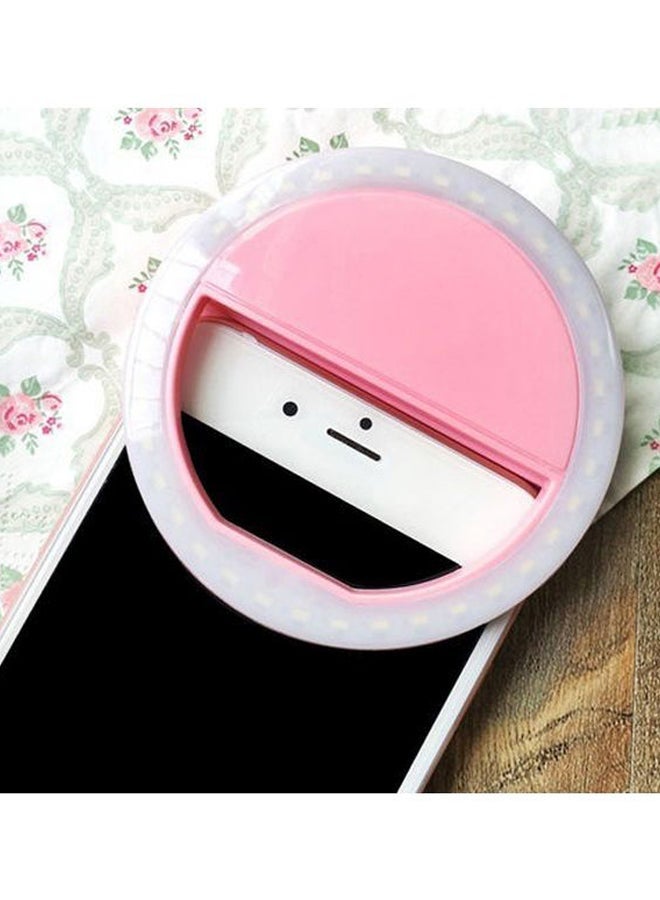 NIBEMINENT Clip-On LED Selfie Ring Light Pink/White  - Image 2