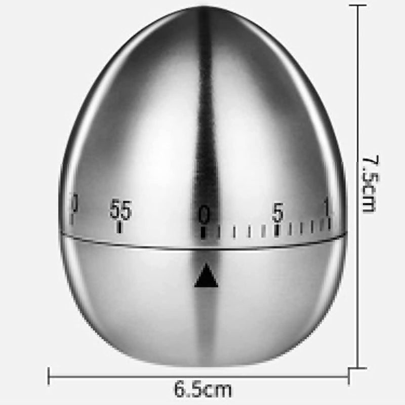 CESITRA New Mechanical Egg Shape Kitchen Timer Stainless Steel Machinery Count Down Reminder Alarm Clock with 60 Minutes for Cooking - Image 4