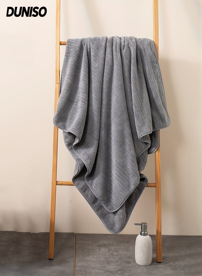 DUNISO Large Bath Towel Cotton Premium Thicken Towel Quality Super Soft and Highly Absorbent Bath Towel Reusable Combed Cotton Bathroom Towel Grey Shower Cotton Large Bath Towels for Body, Hair, Pool 70*140CM - Image 1