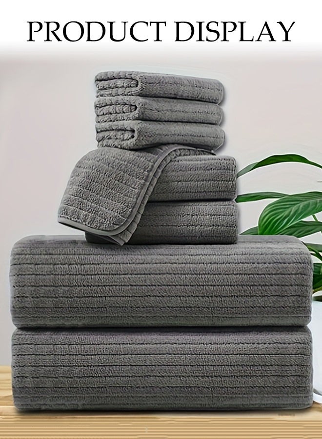 DUNISO Large Bath Towel Cotton Premium Thicken Towel Quality Super Soft and Highly Absorbent Bath Towel Reusable Combed Cotton Bathroom Towel Grey Shower Cotton Large Bath Towels for Body, Hair, Pool 70*140CM - Image 4