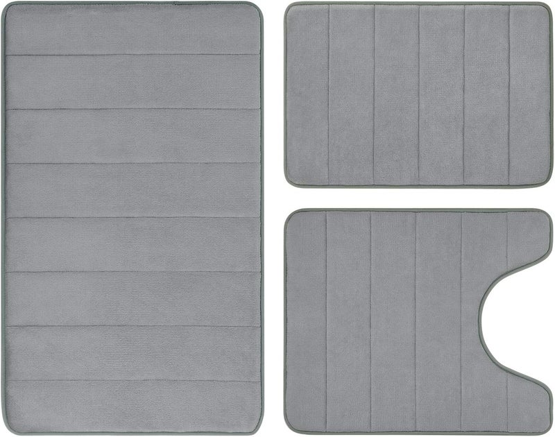 BYSURE 3 Piece Memory Foam Bath Rug Bathroom Mat Carpet Sets Non Slip Extra Absorbent Shaggy Soft Washable - Image 1