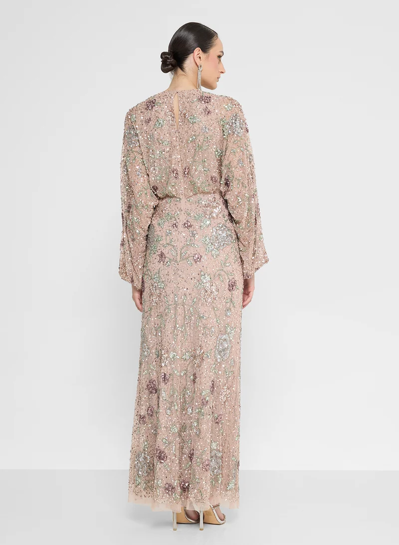 Maya Embellished Puff Sleeve Maxi Dress