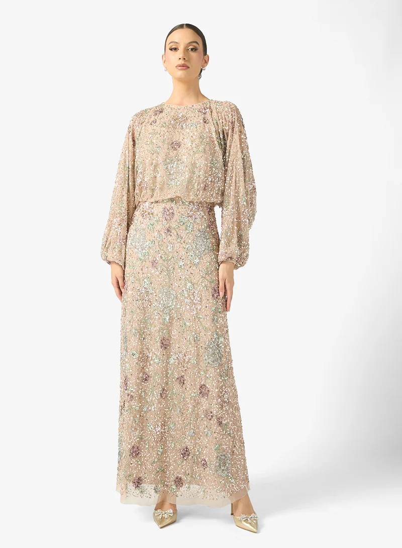 Maya Embellished Puff Sleeve Maxi Dress
