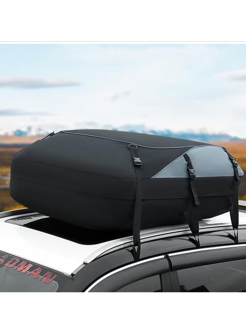 عام حقيبة شحن مائية للسقف، حقيبة تخزين لسطح السيارة بنوع الربط السريع، من الأقمشة الصوفية ذات السعة الكبيرة والمانعة للماء، مرفقات بمقابض السكك الحديدية العلوية. - Image 1