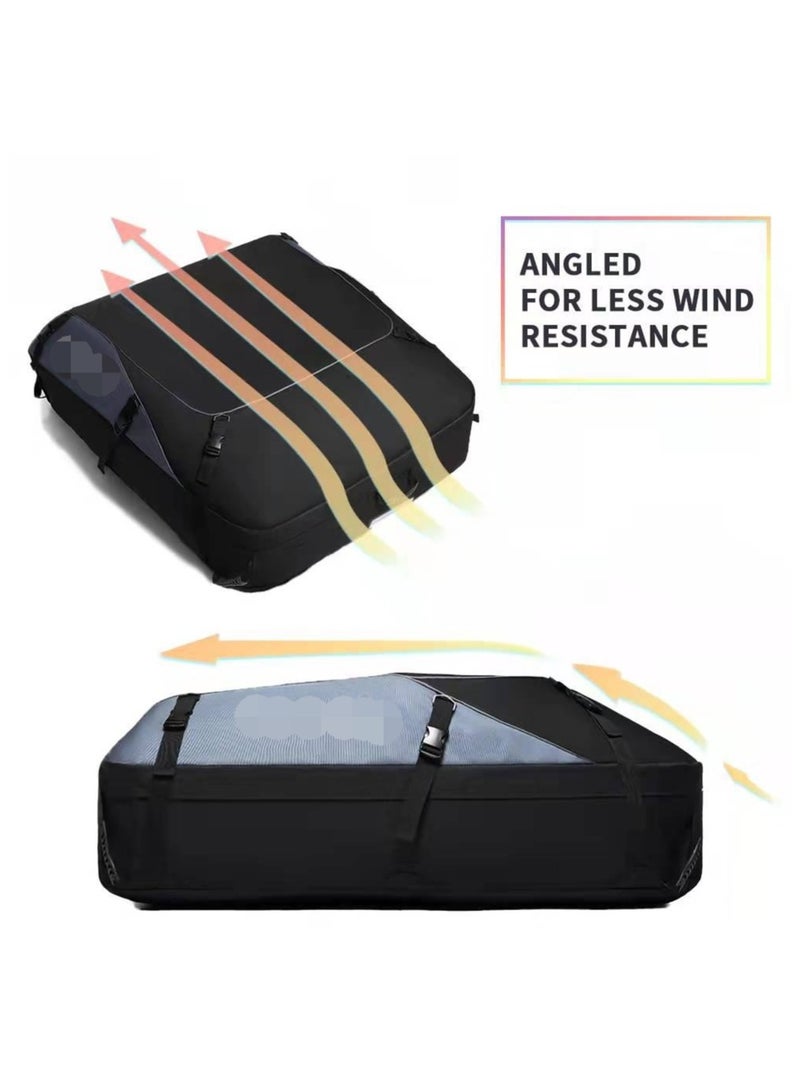عام حقيبة شحن مائية للسقف، حقيبة تخزين لسطح السيارة بنوع الربط السريع، من الأقمشة الصوفية ذات السعة الكبيرة والمانعة للماء، مرفقات بمقابض السكك الحديدية العلوية. - Image 2