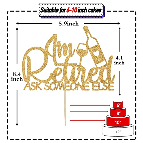 Festiko® Cos mos I'm Retired Cake Topper - The Legend Has Retired Cake Decoration - Happy Retirement Party Decorations Supplies(Gold) - Image 2