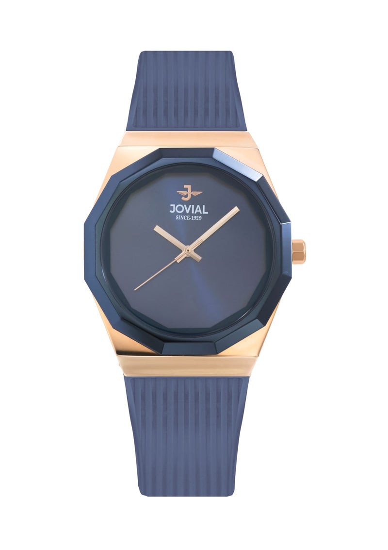JOVIAL 5082 LRRQ54E Skin Friendly Rubber Women's Watch, Sleek, Timeless Design, Blue Dial, Quartz Movement, 30MM - Image 1