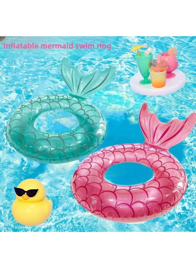 Cross Border Ins Thickened Cyber Celebrity Mermaid Inflatable Swimming Ring Adult PVC Inflatable Swimming Ring Swimming Underarm Ring-Color:Mermaid Pink Swimming Ring-Specifications:70#  - Image 2