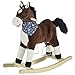 Qaba Kids Plush RideOn Rocking Horse Toy Cowboy Rocker with Fun Realistic Sounds for Child 36 Years Old Brown - Image 3