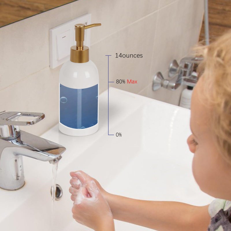 Natheeph 2PC 14OZ Ceramic Soap Dispenser Ceramic Soap Pump Dispenser Can Fill Liquid for Bathroom/Kitchen (White + Green) - Image 3