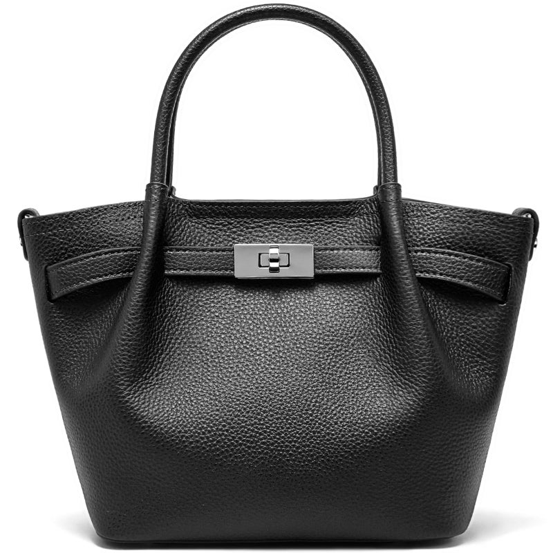 BOYATU Genuine Leather Bucket Bags for Women: Small Tote Purses for Ladies Luxury Designer Crossbody Satchel Handbags(Black) - Image 1