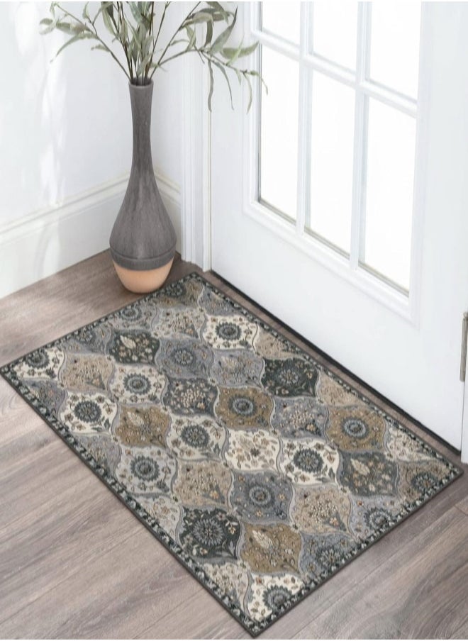 RATSAW Indoor Door Mat Retro Floor Mat, Non Slip Washable Doormat Quickly Absorb Welcome Mats Low Pile Door Mats Inside Entryway Carpet Front Door Rug for Entrance 60 x 90cm  - Image 1