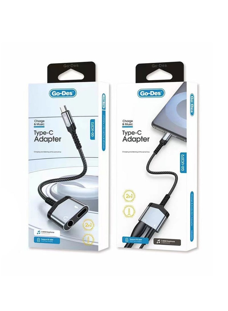 GO-DES Type C Charger And Headphone Audio Jack USB C Cable Adapter - Image 1