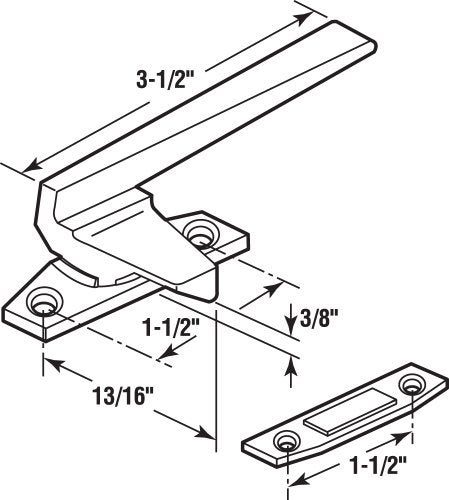 Prime-Line PrimeLine H 3597 RightHanded Aluminum Casement Locking Handle with Offset Base Single Pack - Image 3