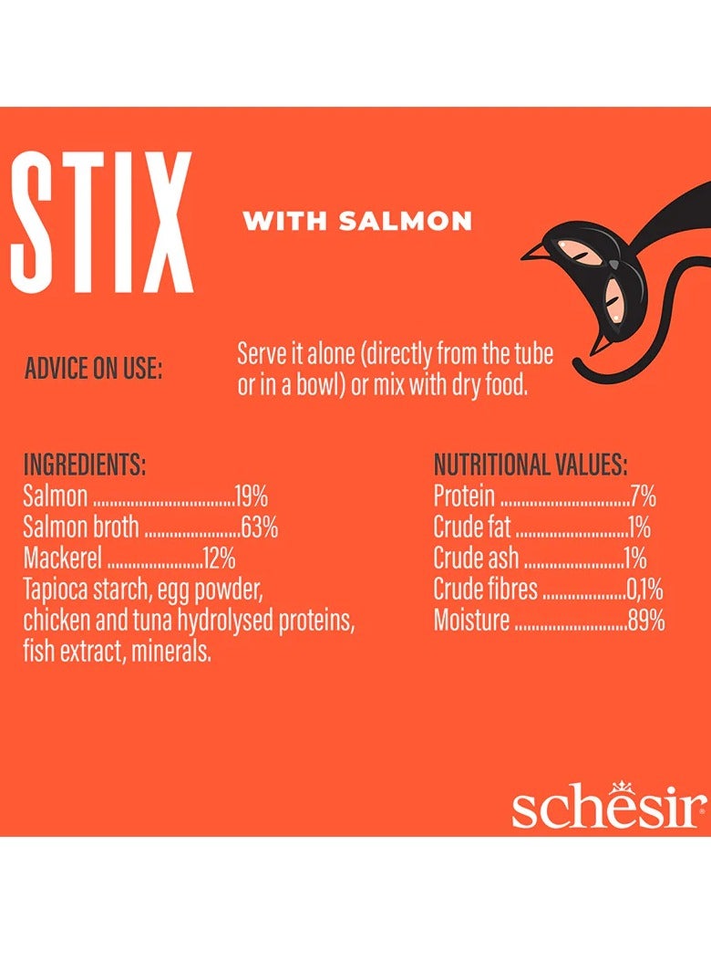 Schesir Stix Liquid Snack With Salmon Flavors in Cream 6X15 G - Image 4