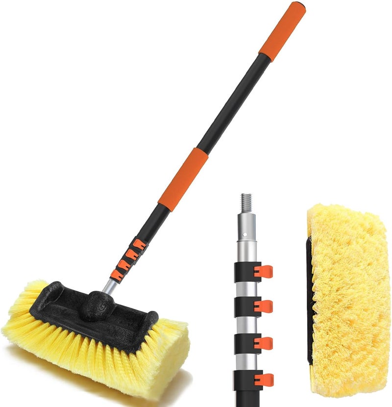 BUYPLUS 12FT Car Wash Brush with Long Handle, 12-Inch Soft Bristle, with Aluminium Telescoping Pole, for Cleaning Car, SUV, RV, Boats, House Siding, Floors, Solar Panels, and More - Image 1