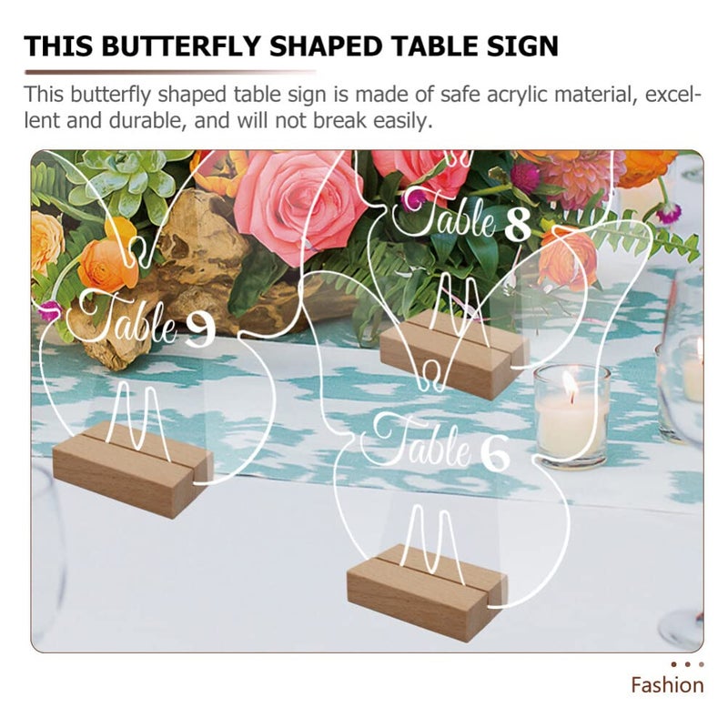 30 Sets Clear Acrylic Butterfly Place Cards With Wooden Stands For Wedding Party Events - Image 4