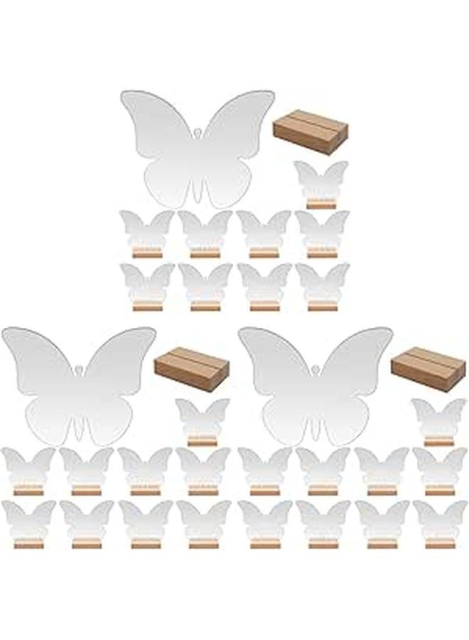 30 Sets Clear Acrylic Butterfly Place Cards With Wooden Stands For Wedding Party Events - Image 1