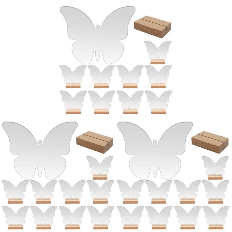 30 Sets Clear Acrylic Butterfly Place Cards With Wooden Stands For Wedding Party Events - Image 2