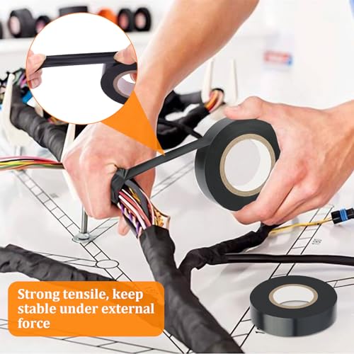 Okxiri 6 Pack Black Electrical Tape, 66 Ft Waterproof Electric Tape Black High Temperature for Repairs, Adhesive, Insulating Electrical Tape for Home Outdoor, Electrical Tools and Accessories - Image 4