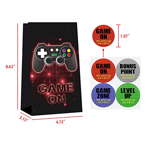 MOAXMOA 24 Pieces Video Game Party Candy Bags 4 Designs Goodie Bags for Themed Birthday Party Favors Supplies with 24pcs stickers - Image 5