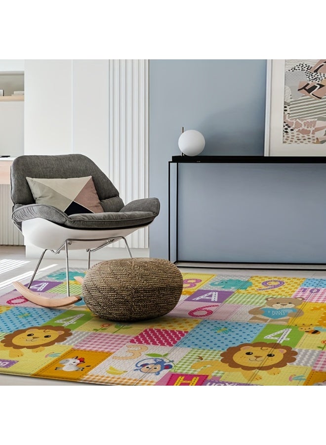 Capstro Foldable Baby Play Mat Lion King & Green World Theme Thick Foam Floor Mat with Soft Cushioning for Crawling & Tummy Time, Easy Fold Design with Carry Handle – Lion King & Green World - Image 3