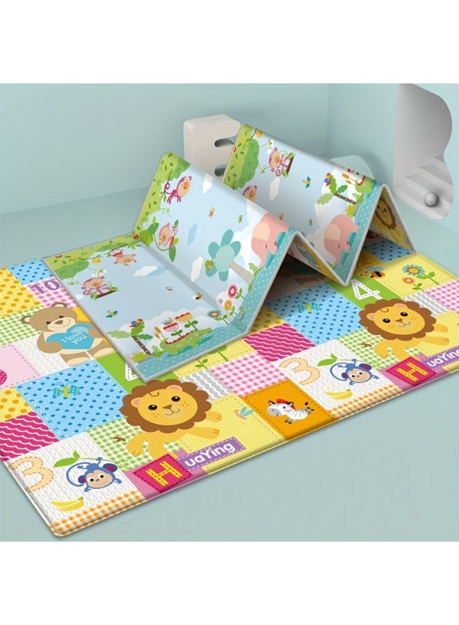 Capstro Foldable Baby Play Mat Lion King & Green World Theme Thick Foam Floor Mat with Soft Cushioning for Crawling & Tummy Time, Easy Fold Design with Carry Handle – Lion King & Green World - Image 4