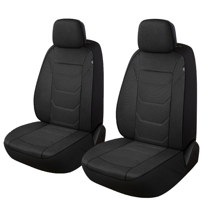Pariiaotin 3D Air Mesh Car Seat Covers Front Sets Washable and Breathable Premium Cloth Automotive Vehicle Seat Covers for Cars Interior Universal Fit for Most Cars Sedan Truck SUVBlack