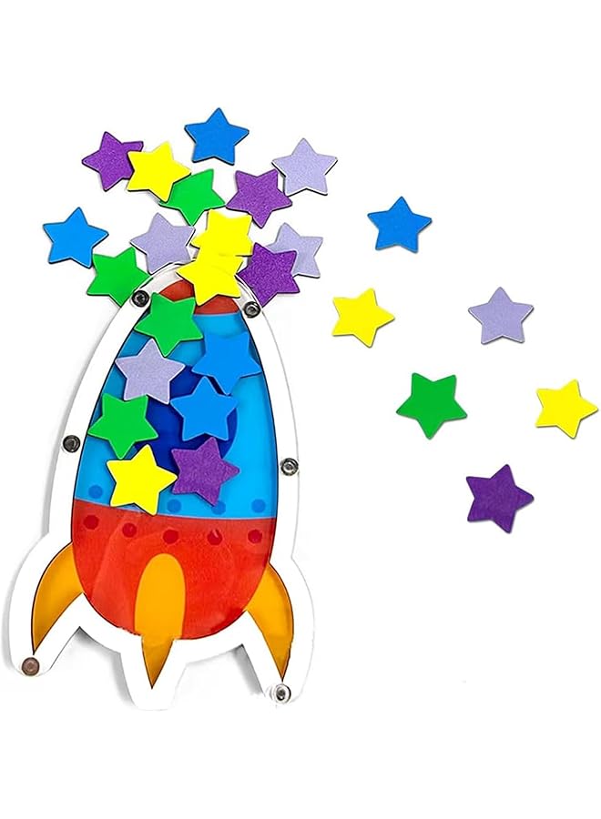 إيروريكس وعاء مكافأة النجوم للأطفال مخطط مسؤولية الأعمال المنزلية إدارة السلوك أدوات الفصل الدراسي وعاء مكافأة النجوم الصاروخية المخصص للطلاب سلوك الأطفال - Image 1