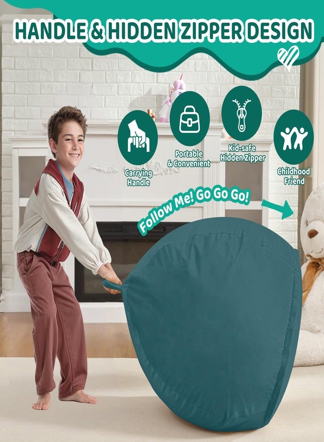 SIMFLAG كرسي بين باج من سيمفلاج بطول قدمين، كراسي بين باج مريحة محشوة برغوة الذاكرة، أريكة بين باج ناعمة بغطاء مخملي هولندي، كراسي بين باج على شكل دمعة لغرفة المعيشة وغرفة اللعب - أزرق بحري - Image 4