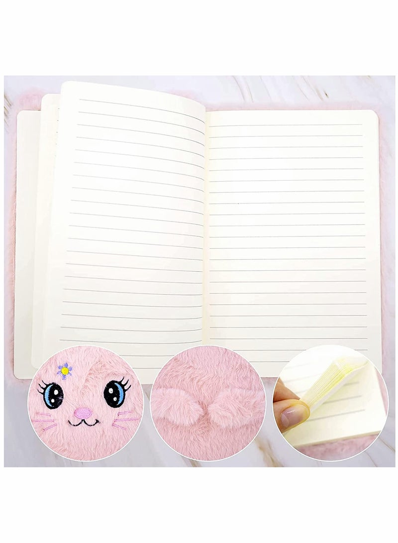 Zikra Fluffy Pink Cat Diary Notebook Set for Kids and Girls - Cute Secret Journal for Writing and Drawing, 160 Pages of Fun Office Supplies. Perfect for Creative Expression! - Image 2