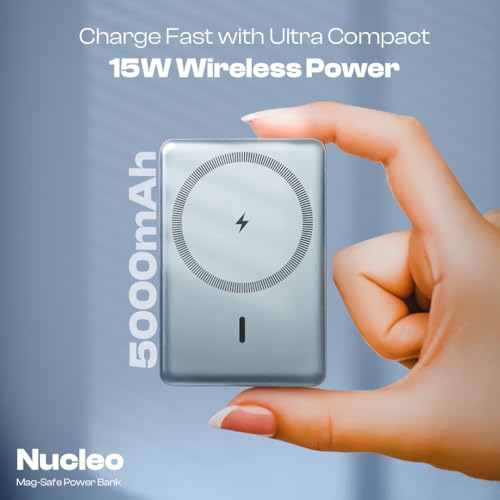 Lapcare Nucleo 5000mAh Mag-Safe Pocket Power Bank | 15W Wireless Charging | 22W PD Fast Charging | Type-C Input/Output | Strong Magnetic Hold | Compact & Portable | Made in India - Image 2