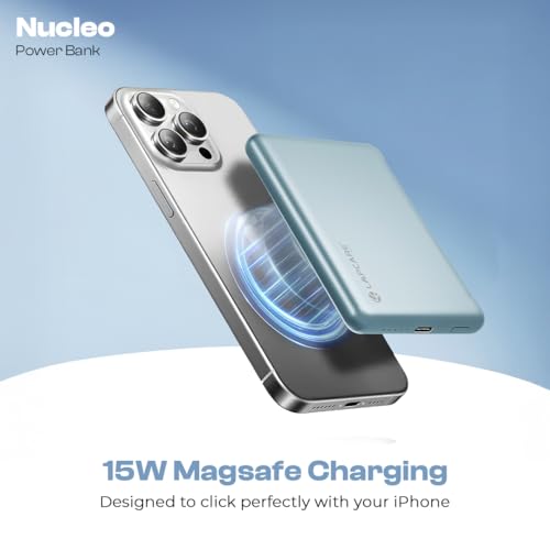 Lapcare Nucleo 5000mAh Mag-Safe Pocket Power Bank | 15W Wireless Charging | 22W PD Fast Charging | Type-C Input/Output | Strong Magnetic Hold | Compact & Portable | Made in India - Image 3