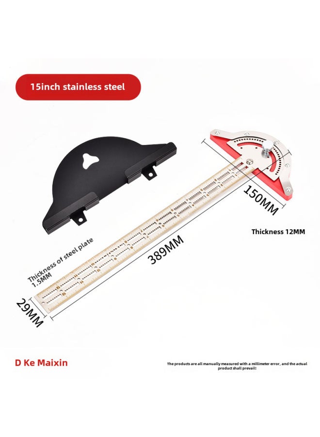 Woodworkers Edge Rule Woodworking Ruler Edge Ruler Woodworking Angle Ruler British Ruler Measuring Tool-Model:15 Inches (Bubble Bag + Carton) - Image 1