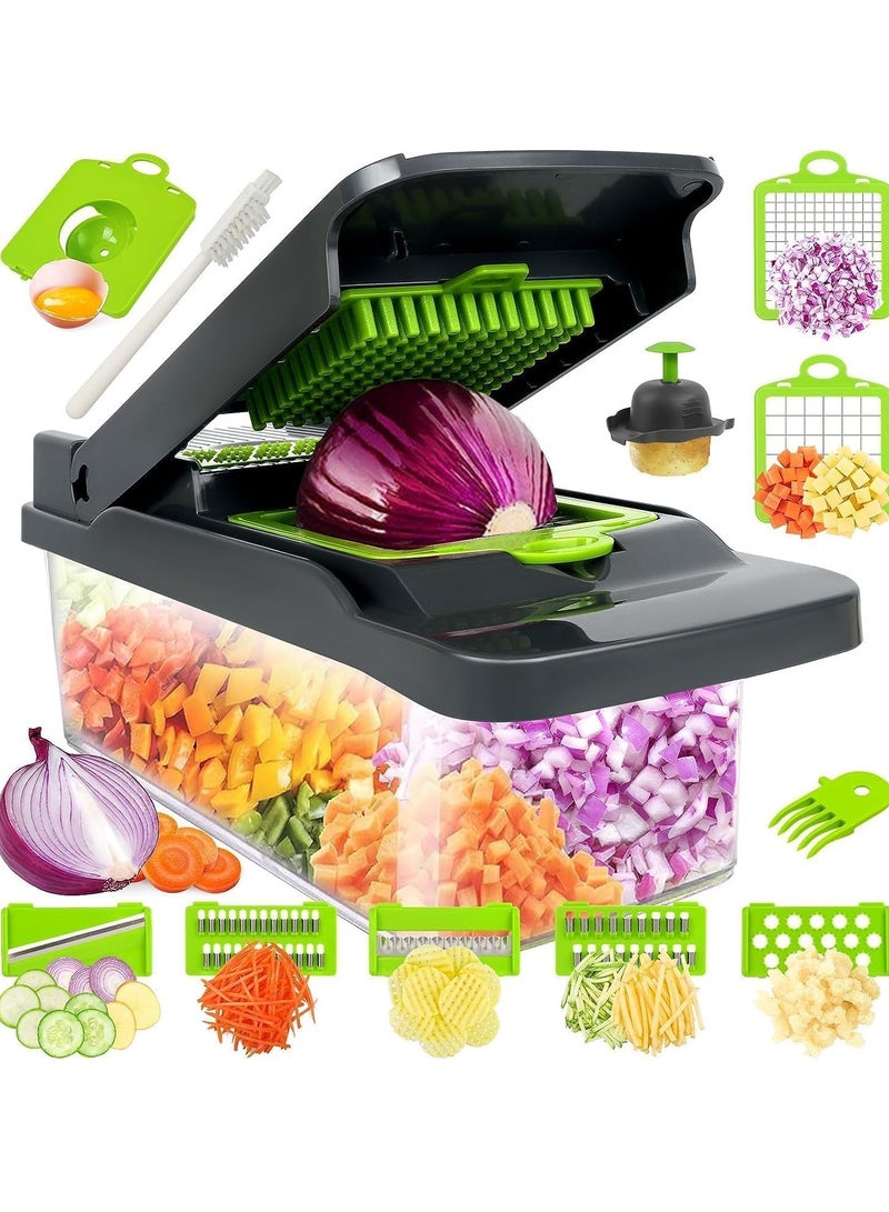 TIGER NEW Vegetable Chopper, Food Chopper, Pro 12-in-1  Multifunctional Onion Chopper, Veggie Chopper, Vegetable Slicer, Dicer, Cutter, Mandoline Slicer, Salad & Garlic Chopper with Container - Image 1