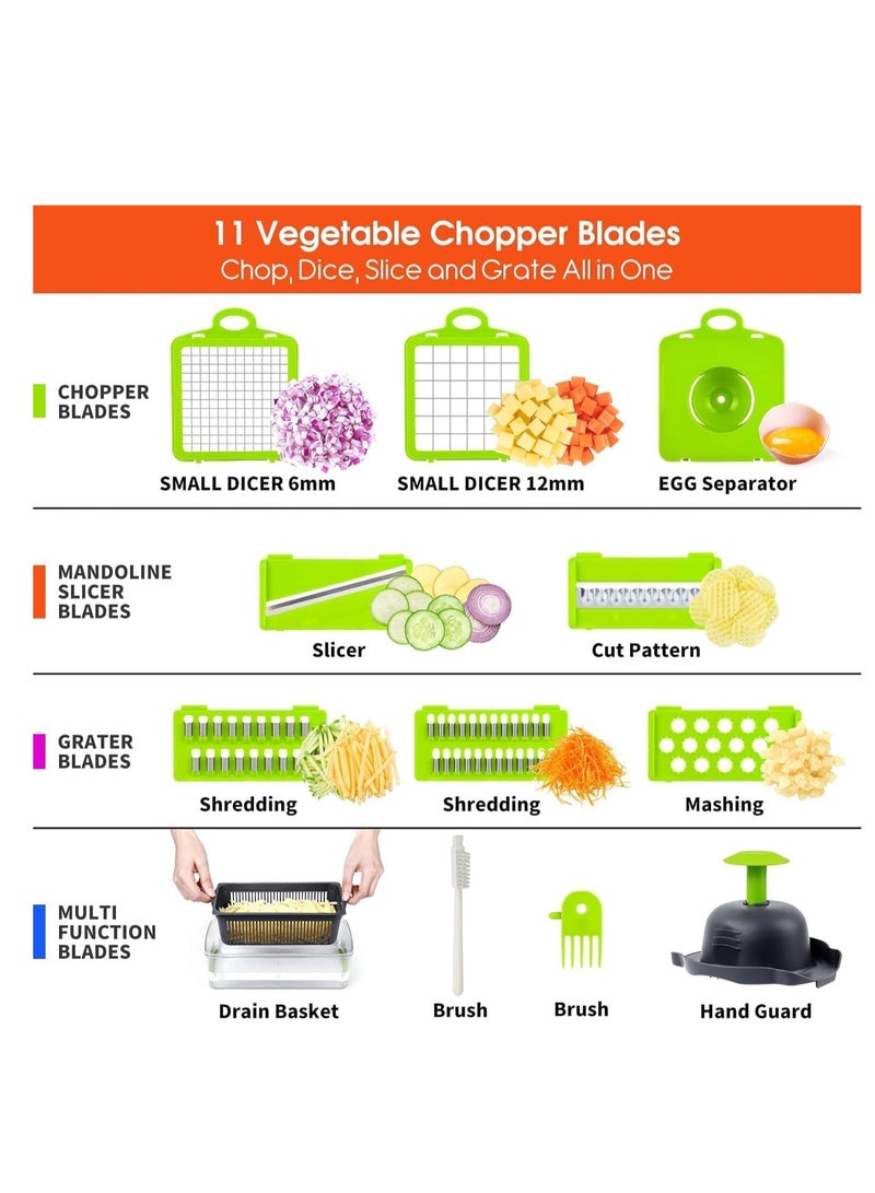 TIGER NEW Vegetable Chopper, Food Chopper, Pro 12-in-1  Multifunctional Onion Chopper, Veggie Chopper, Vegetable Slicer, Dicer, Cutter, Mandoline Slicer, Salad & Garlic Chopper with Container - Image 2