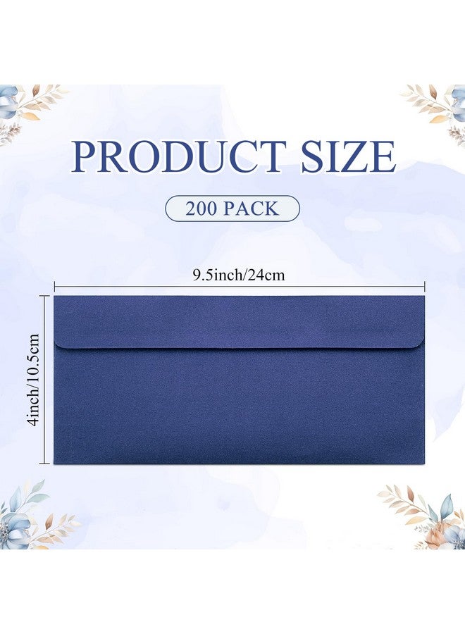 تاوباري 200 قطعة 10 مظاريف زرقاء داكنة، مظاريف عمل، مظاريف نقود ذاتية اللصق، مظاريف نقدية قياسية للشيكات المكتبية، رسائل بريدية، فواتير عيد الأم، زفاف، 4 × 9 بوصة - Image 2
