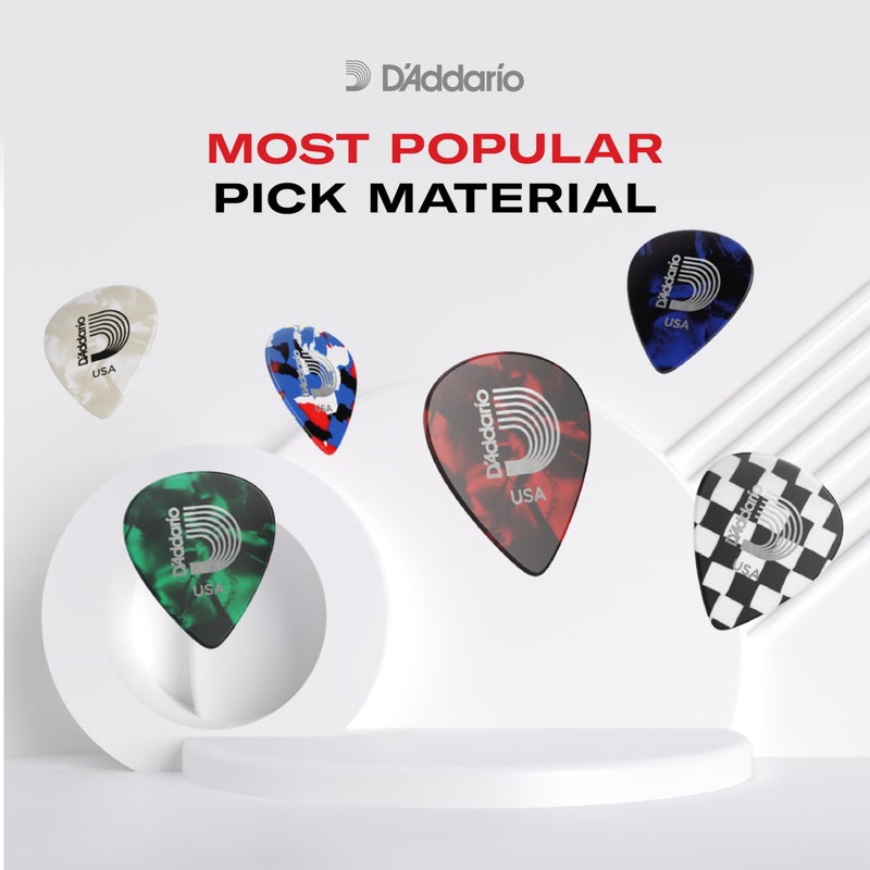 D'Addario Celluloid Guitar Picks - Guitar Accessories - Guitar Picks for Acoustic Guitar, Electric Guitar, Bass Guitar - Natural Feel, Warm Tone - Assorted, Medium 0.70mm, 25-pack - Image 2