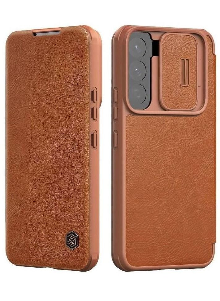 Nillkin Camera Protection Leather Flip Luxury wallet Business Style with Card Slot Case Cover For Samsung Galaxy S23 Plus Brown - Image 1