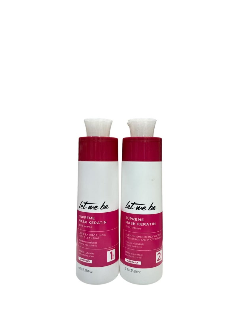Let Me Be Supreme Mask Keratin Kit – Deep Cleansing Shampoo + Keratin Smoothing System – For Smoother, Shinier, More Manageable Hair – 2x1000ml / 33.8 FLOZ - Image 2