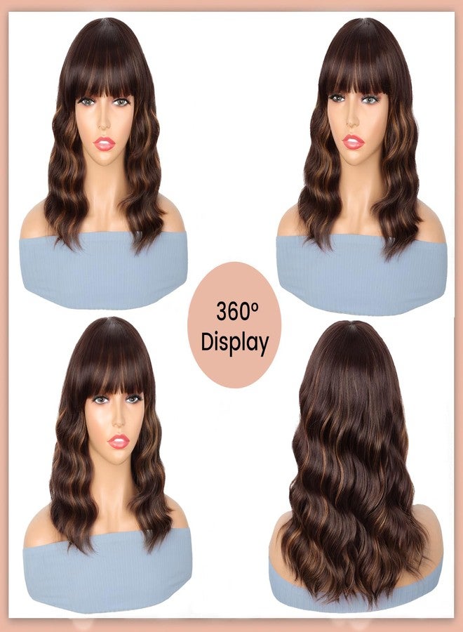 ENTRANCED STYLES باروكة برازيلية بنية مع غرة للنساء، قصيرة ومجعدة، بطول 14 بوصة، شعر صناعي للاستخدام اليومي والحفلات - Image 4