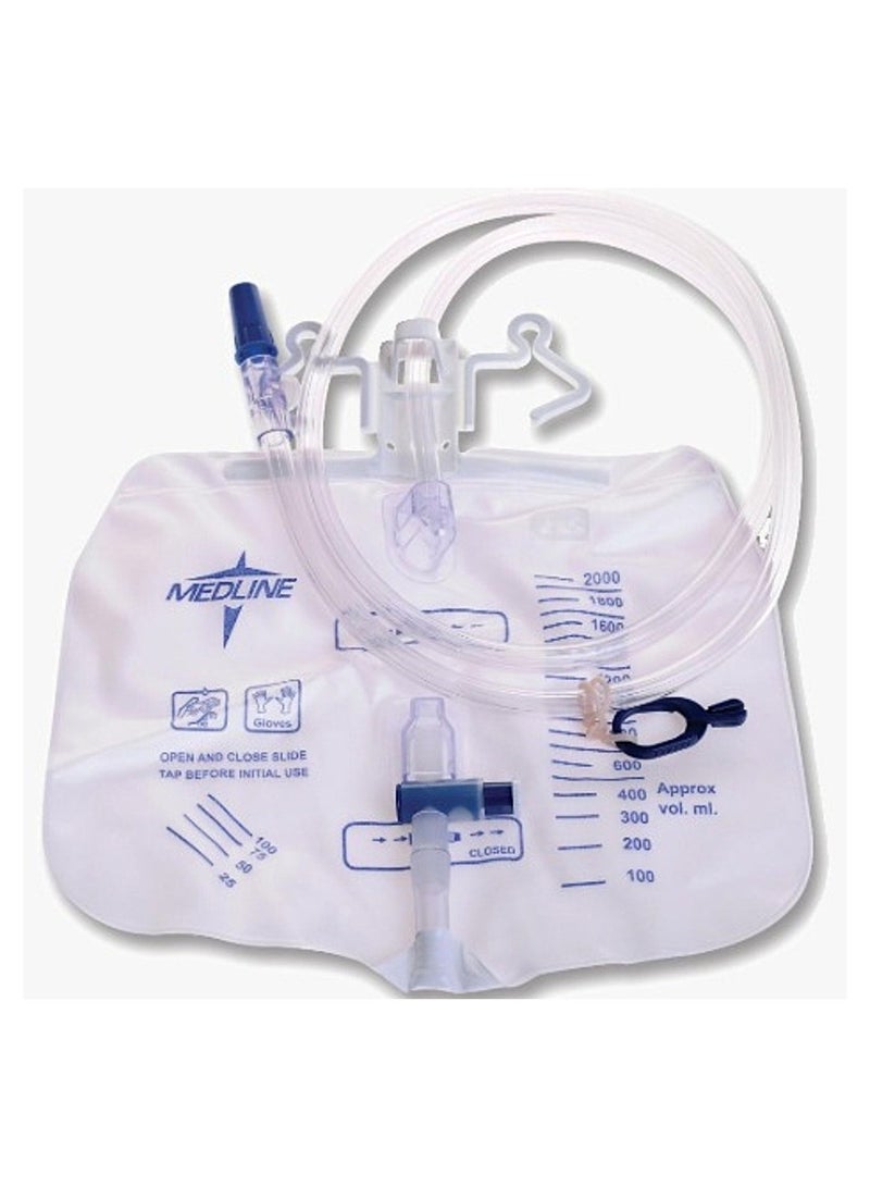 Medline Urine Collection Bag - 2000ml Antibacterial, with Safety Drainage Spout and Fixing Straps, for Home and Hospital Use - Image 2
