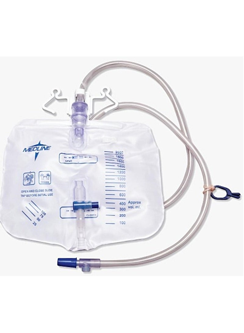 Medline Urine Collection Bag - 2000ml Antibacterial, with Safety Drainage Spout and Fixing Straps, for Home and Hospital Use - Image 3